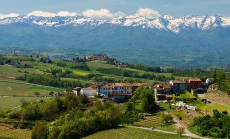 View of Monferrato in Piedmont countryside of Italy