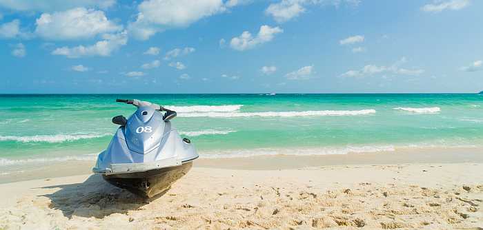 Jet skiing on the beach. 