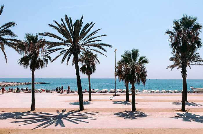 La Barceloneta beach in Barcelona.