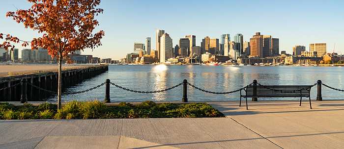 View of downtown Boston across the harbor.