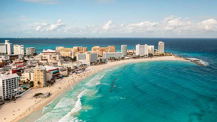 Resort area in Cancun, Mexico.