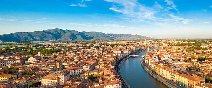 View of the rooftops of Pisa.