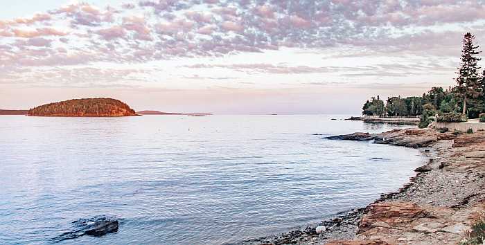 Acadia National Park in Maine at sunset.