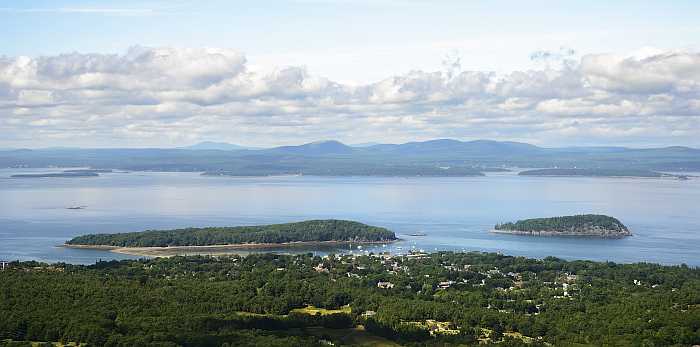 Bar Harbor and Bar Island in Maine.