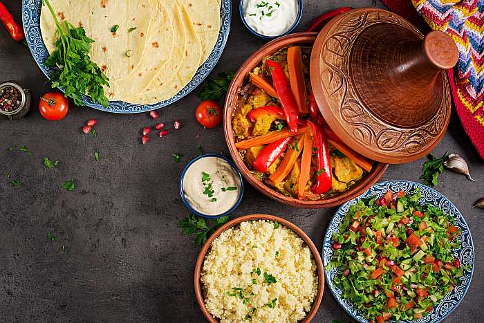 Traditional kosher Moroccan food.