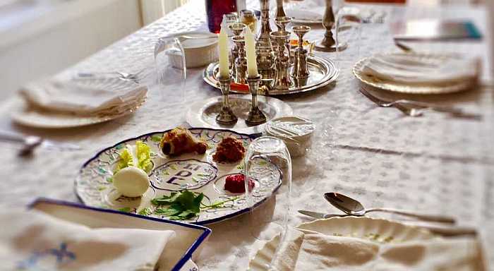 Passover seder table.